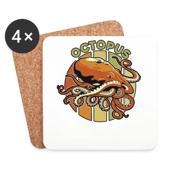 Retro Cephalopoda Octopodes Octopoda Lover Octopus - Coasters (set of 4) - white - Front
