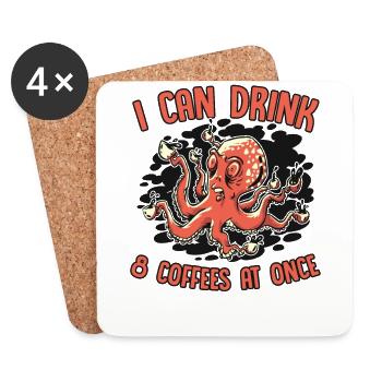 Can Drink 8 Coffees At Once Octopoda Cephalopoda - Coasters (set of 4) - white - Front
