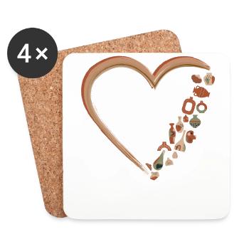 Poterie Céramique Artiste Coeur - Dessous de verre (lot de 4) - blanc - Devant