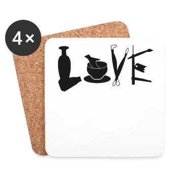 Poterie Céramique Artiste Amour - Dessous de verre (lot de 4) - blanc - Devant