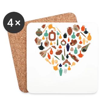 Poterie Céramique Artiste Coeur - Dessous de verre (lot de 4) - blanc - Devant