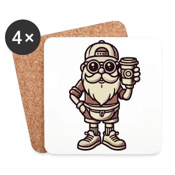 Snob Santa Claus With Coffee Cool - Coasters (set of 4) - white - Front