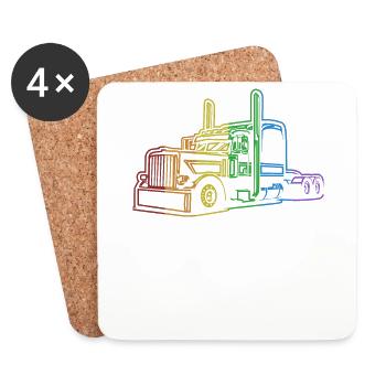 Trucker LGBT Rainbow Trucker Legends Truckie - Coasters (set of 4) - white - Front