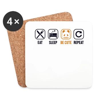 Eat Sleep Be Cute Repeat Panda Bear Friend Lover - Coasters (set of 4) - white - Front