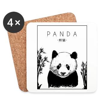 Panda Chinois Hanzi Panda Ours Ami Panda Géant - Dessous de verre (lot de 4) - blanc - Devant