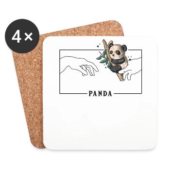 Michelangelo Schöpfung von Adam Panda Freund Liebhaber - Untersetzer (4er-Set) - Weiß - Vorne
