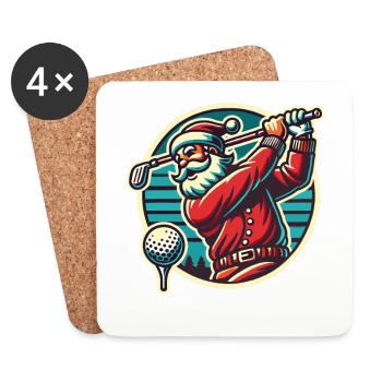 Golf Playing Santa Claus Retro Style - Coasters (set of 4) - white - Front