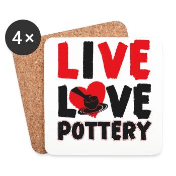 Poterie Céramique Artiste Live Love - Dessous de verre (lot de 4) - blanc - Devant