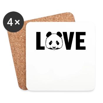 Panda Love Panda Ours Ailuropoda Melanoleuca - Dessous de verre (lot de 4) - blanc - Devant