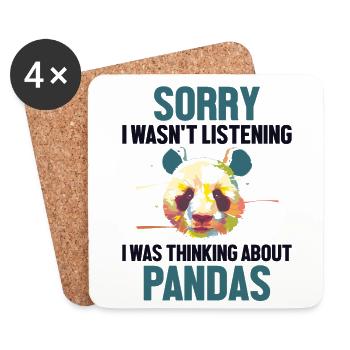 Je pensais à Pandas Panda Ours Ami Géant - Dessous de verre (lot de 4) - blanc - Devant