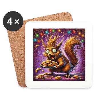 Christmas Stress Funny Mom Squirrel - Coasters (set of 4) - white - Front