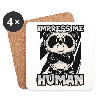Impressionnez-moi Panda humain Ours Ami Panda géant - Dessous de verre (lot de 4) - blanc - Devant