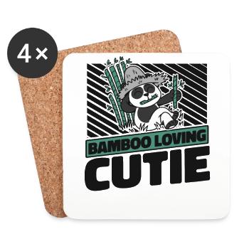Bambou Aimant Cutie Panda Ours Ami Panda Géant - Dessous de verre (lot de 4) - blanc - Devant