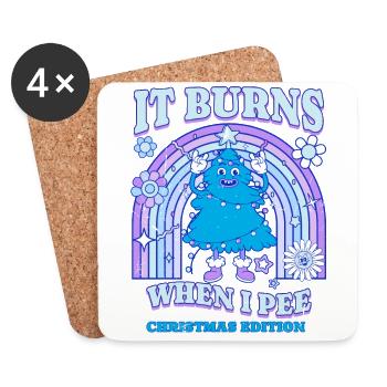 Édition d’hiver « Ça brûle quand je fais » ! sarcastique - Dessous de verre (lot de 4) - blanc - Devant