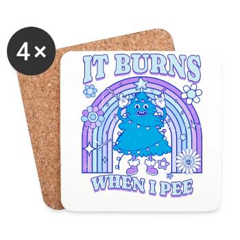 Winter Edition "It Burns when i Pee"! sarkastisch - Untersetzer (4er-Set) - Weiß - Vorne