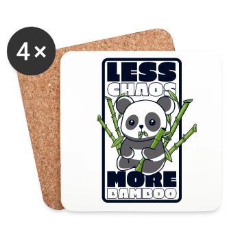Weniger Chaos Mehr Bambus Panda Bär Freund Liebhaber - Untersetzer (4er-Set) - Weiß - Vorne