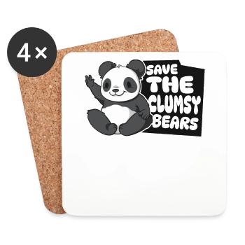 Rette den tollpatschigen Bären Panda Bär Freund Liebhaber - Untersetzer (4er-Set) - Weiß - Vorne
