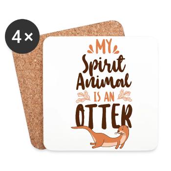 Loutre Mon animal spirituel est une loutre - Dessous de verre (lot de 4) - blanc - Devant