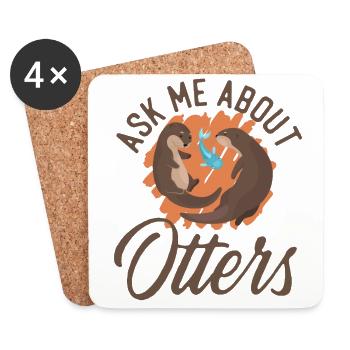 Otter Ask Me About Otters - Untersetzer (4er-Set) - Weiß - Vorne