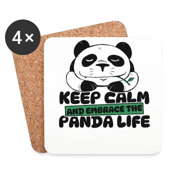 Restez calme et embrassez la vie de panda Panda Bear - Dessous de verre (lot de 4) - blanc - Devant