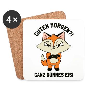 Guten Morgen Ganz Dünnes Eis Renard roux Canidés - Dessous de verre (lot de 4) - blanc - Devant