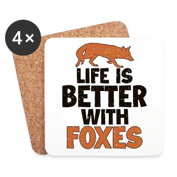 La vie est meilleure avec un renard renard roux Canidés - Dessous de verre (lot de 4) - blanc - Devant