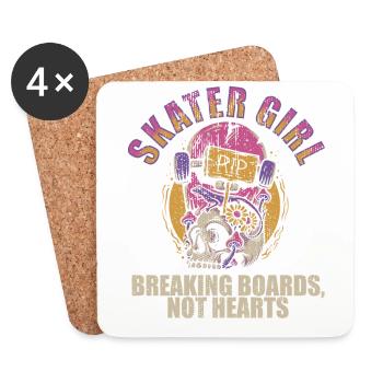 Skateboarder Skater Girl Frauen Sk8er Skateboard - Untersetzer (4er-Set) - Weiß - Vorne
