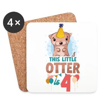 Anniversaire de la loutre Cette petite loutre - Dessous de verre (lot de 4) - blanc - Devant