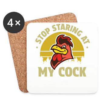 Drôle de coq arrête de regarder mon nerd de bite - Dessous de verre (lot de 4) - blanc - Devant