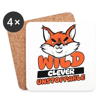Wild Clever Inarrêtable Renard roux Canidae Caninae - Dessous de verre (lot de 4) - blanc - Devant