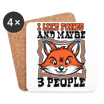I Like Foxes And Maybe 3 People Canidae Caninae - Coasters (set of 4) - white - Front