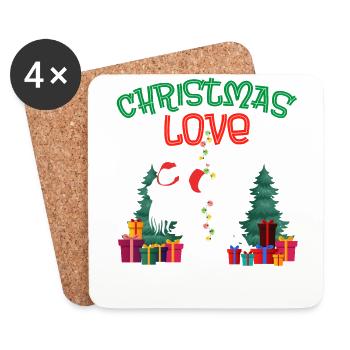 Poledan Tänzerin, Pole Dancing Weihnachten Liebe - Untersetzer (4er-Set) - Weiß - Vorne