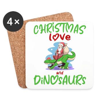 Dino Junge Boy Kinder Weihnachen Liebe Dinosaurier - Untersetzer (4er-Set) - Weiß - Vorne
