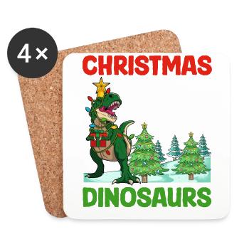 Dino Junge Boy Kinder Weihnachen Liebe Dinosaurier - Untersetzer (4er-Set) - Weiß - Vorne
