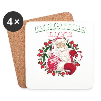 Christmas Love Boxing Boxer Weihnachtsgeschenk - Untersetzer (4er-Set) - Weiß - Vorne