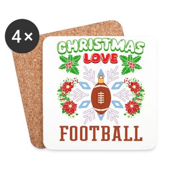 Joueurs de football universitaire Équipe Noël Amour - Dessous de verre (lot de 4) - blanc - Devant