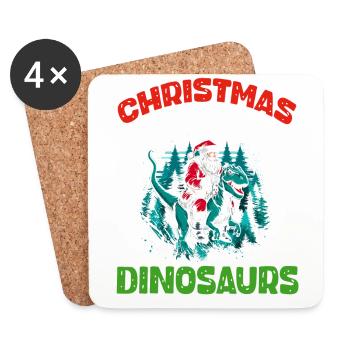 Dino Junge Boy Kinder Weihnachen Liebe Dinosaurier - Untersetzer (4er-Set) - Weiß - Vorne