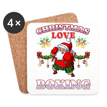 Christmas Love Boxing Boxer Weihnachtsgeschenk - Untersetzer (4er-Set) - Weiß - Vorne
