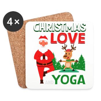Yogini Yoga Meditation Christmas, Love and Yoga - Coasters (set of 4) - white - Front