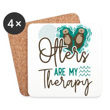 Otter Otters Are My Therapy - Coasters (set of 4) - white - Front