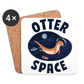 Otter Pun Space Science Astronaut - Untersetzer (4er-Set) - Weiß - Vorne