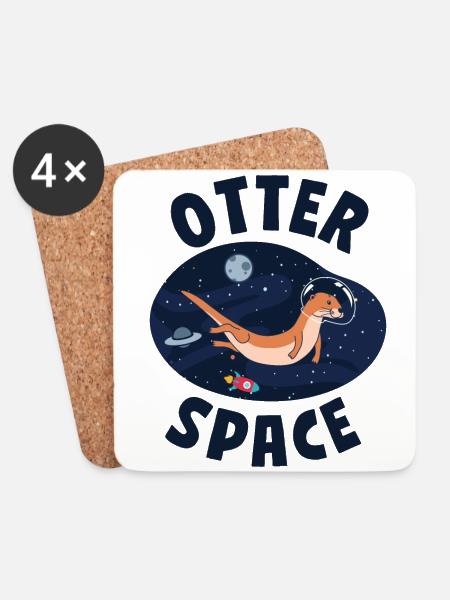 Otter Pun Space Science Astronaut - Untersetzer (4er-Set) - Weiß