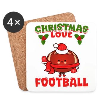Joueurs de football universitaire Équipe Noël Amour - Dessous de verre (lot de 4) - blanc - Devant