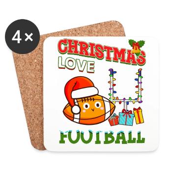 Joueurs de football universitaire Équipe Noël Amour - Dessous de verre (lot de 4) - blanc - Devant