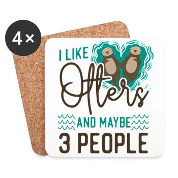 Otter I Like Otters And Maybe 3 - Coasters (set of 4) - white - Front
