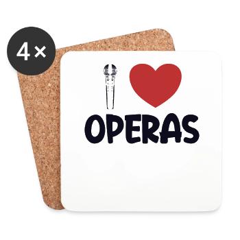 I love Operas Opera House Tenor Singer Vocalist - Coasters (set of 4) - white - Front