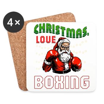 Christmas Love Boxing Boxer Weihnachtsgeschenk - Untersetzer (4er-Set) - Weiß - Vorne