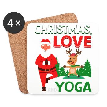 Yogini Yoga Meditation Christmas, Love and Yoga - Coasters (set of 4) - white - Front