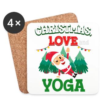 Yogini Yoga Meditation Christmas, Love and Yoga - Coasters (set of 4) - white - Front