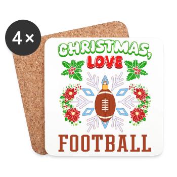 Joueurs de football universitaire Équipe Noël Amour - Dessous de verre (lot de 4) - blanc - Devant